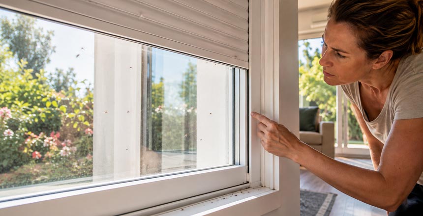 Mosquitera integrada en ventana de PVC CESVENT para evitar la entrada de mosquitos en verano