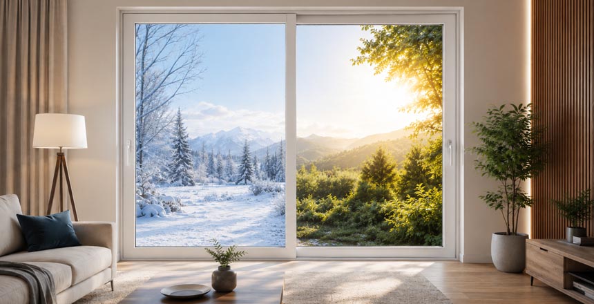 Ventana de PVC Kömmerling instalada por CESVENT en una vivienda eficiente