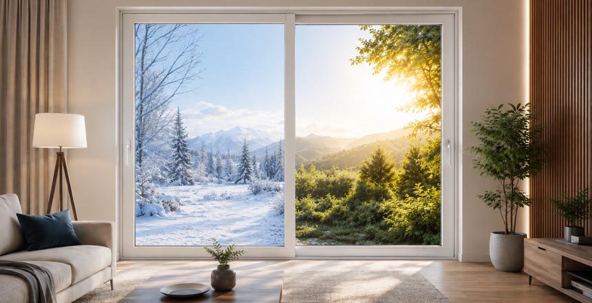 Ventana de PVC Kömmerling instalada por CESVENT en una vivienda eficiente