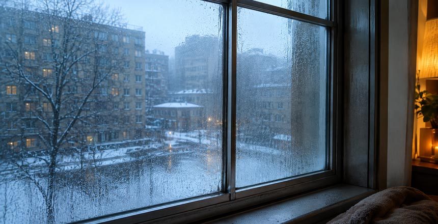 piso-frio-con-calefaccion-cesventpvc Condensación en el cristal interior de una ventana antigua en invierno